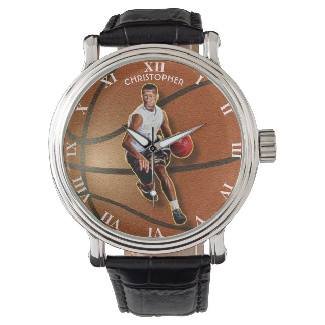 Glühender Psychedelischer Basketballspieler mit Ba Armbanduhr (Vorderseite)