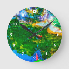 Glühender reflektierender Teich Runde Wanduhr