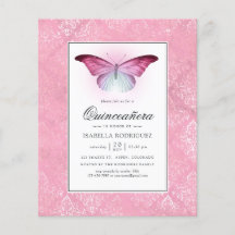 Glühender rosa Schmetterling Quinceañera