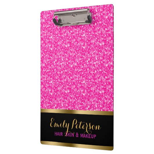 glühender, rosa und weißer Glitzer Klemmbrett (Links)