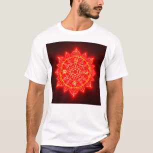 Glühender roter magischer Kreis mit mystischen Sym T-Shirt