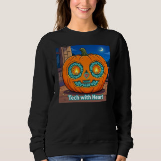 Glühender Schaltkreis-Kürbis - schwarzes Sweatshir Sweatshirt