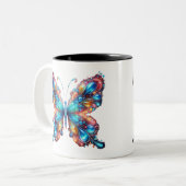 Glühender Schmetterling Zweifarbige Tasse (Vorderseite Links)