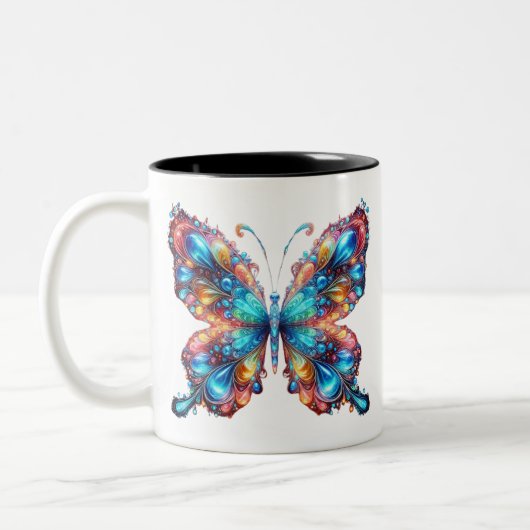 Glühender Schmetterling Zweifarbige Tasse (Links)