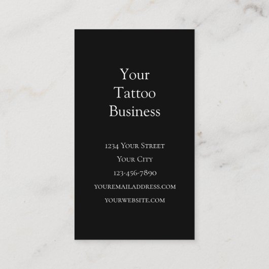 Glühender Skulpturengotik Schwarz-Weiß-Tattoo-Shop Visitenkarte (Rückseite)