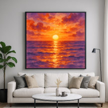 Glühender Sonnenuntergang - Lebendiger Aquarellmal