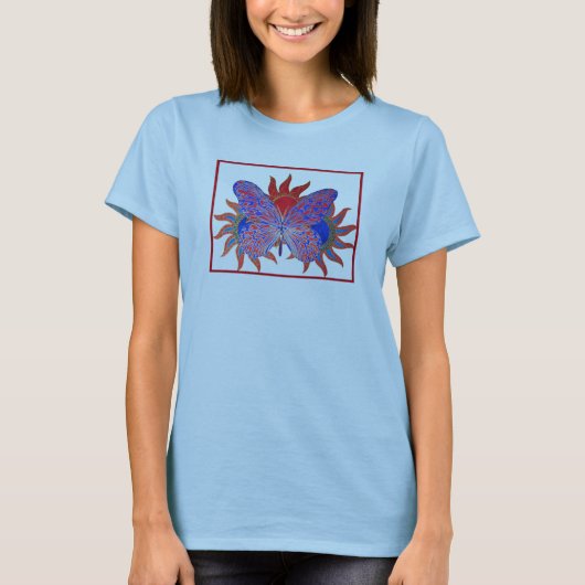 Glühender Sun-Schmetterling T-Shirt (Vorderseite)