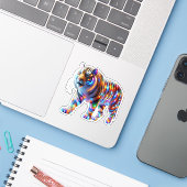 Glühender Tiger - Lebhafte Glaskunst Aufkleber (Laptop mit iPhone)