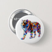 Glühender Tiger - Lebhafte Glaskunst Button (Vorne & Hinten)