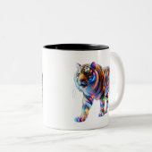 Glühender Tiger - Lebhafte Glaskunst Zweifarbige Tasse (VorderseiteRechts)