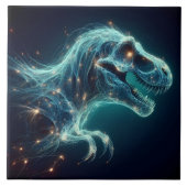 Glühender Tyrannosaurus Rex in mystischer Atmosphä Fliese (Vorderseite)
