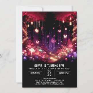 Glühender Whimsikwald Digitaler Geburtstag Einladung