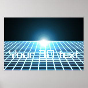 Glühendes 3D-Grid mit kundengerechtem Text Poster
