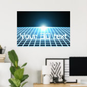 Glühendes 3D-Raster mit anpassbarem Text Poster (Heimbüro)