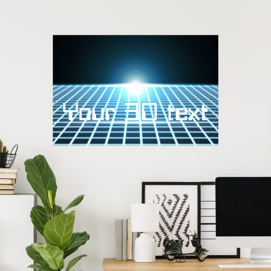 Glühendes 3D-Raster mit anpassbarem Text Poster (Heimbüro)