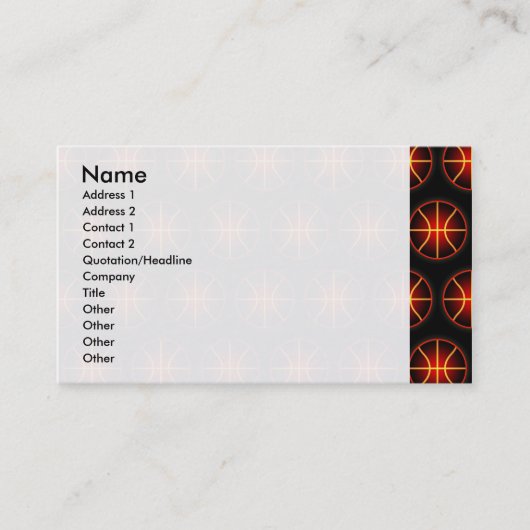 Glühendes Basketballmuster Visitenkarte (Vorderseite)