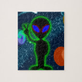 Glühendes blaue Augen-Friedensraum-alien Puzzle (Vertikal)