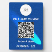 Glühendes blaues Leder Freies WLAN Scan & QR Code Fotoplatte (Vorderseite)