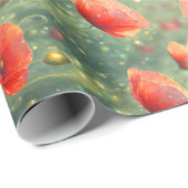 Glühendes Feld roter Mohnchen, blühend Geschenkpapier (Rolleneckpunkt)