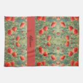 Glühendes Feld roter Mohnchen, personalisierbar Geschirrtuch (Horizontal)