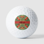 Glühendes Feld roter Mohnchen, personalisierbar Golfball (Vorderseite)