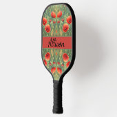 Glühendes Feld roter Mohnchen, personalisierbar Pickleball Schläger (Links)