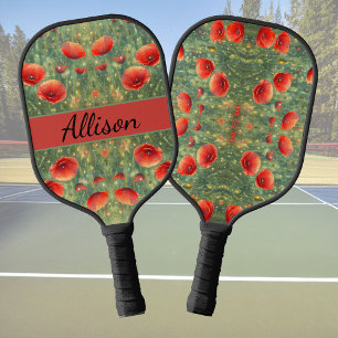 Glühendes Feld roter Mohnchen, personalisierbar Pickleball Schläger