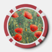 Glühendes Feld roter Mohnchen, personalisierbar Pokerchips (Rückseite)