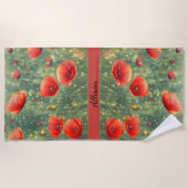 Glühendes Feld roter Mohnchen, personalisierbar Strandtuch (Vorderseite)