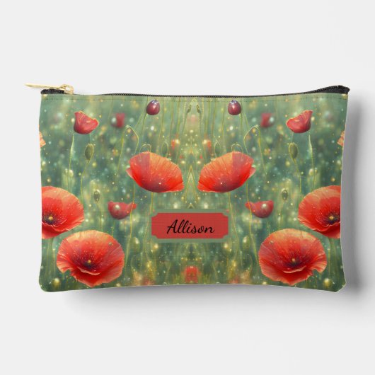 Glühendes Feld roter Mohnchen, personalisierbar Zubehörtasche (Vorderseite)
