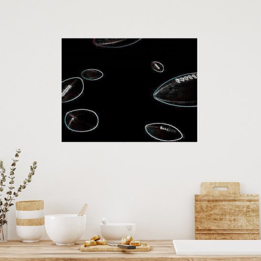 Glühendes Fußballposter Poster (Küche)