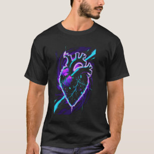 Glühendes gebrochenes Herz Jirai Kei Cyberpunk-Äst T-Shirt