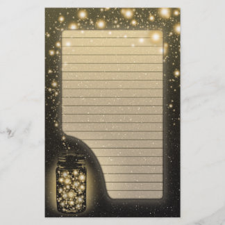 Glühendes Glas Leuchtkäfer mit den Nachtsternen Briefpapier