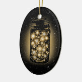 Glühendes Glas Leuchtkäfer mit Nachtsternen Keramikornament (Links)