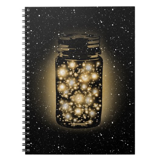 Glühendes Glas Leuchtkäfer mit Nachtsternen Notizblock (Vorderseite)