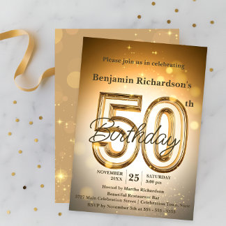 Glühendes Gold 50. Geburtstag Einladung