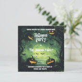 Glühendes grünes Halloween-Party - Jack-o'-Lantern Einladung (Stehend Vorderseite)