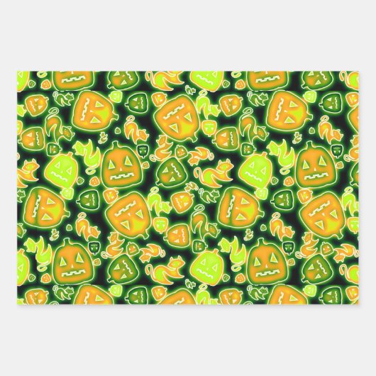 Glühendes Halloween Geschenkpapier Set (Vorderseite 2)