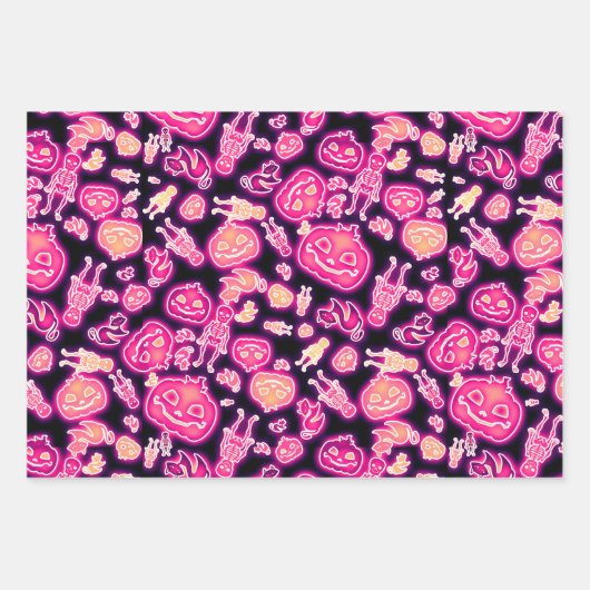 Glühendes Halloween Geschenkpapier Set (Vorderseite)