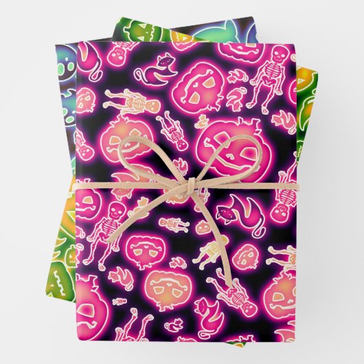 Glühendes Halloween Geschenkpapier Set (Beispiel)