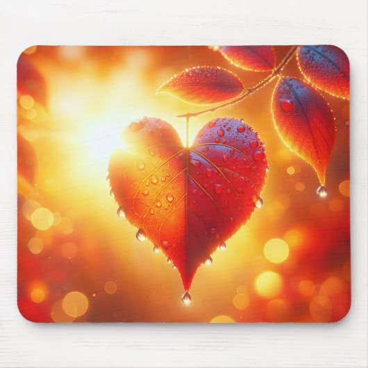 Glühendes Herbstleaf Herz Mousepad (Vorne)