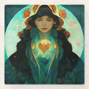 Glühendes Herz Woman Fantasy Sci-Fi Glasuntersetzer