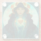 Glühendes Herz Woman Fantasy Sci-Fi Glasuntersetzer (Rückseite)