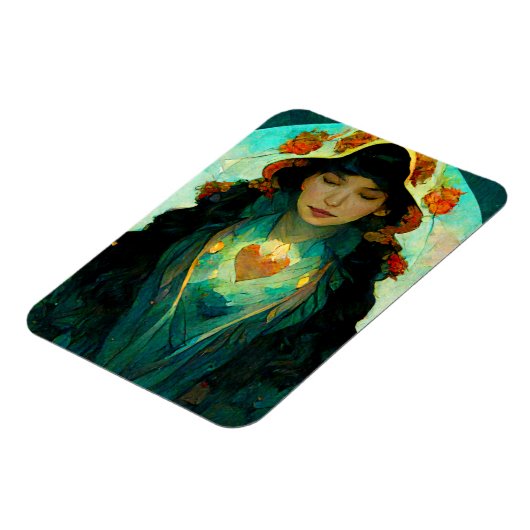 Glühendes Herz Woman Fantasy Sci-Fi Magnet (Linke Seite)