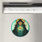 Glühendes Herz Woman Fantasy Sci-Fi Magnet (In Situ (Geschirrspüler))