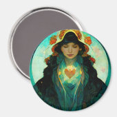 Glühendes Herz Woman Fantasy Sci-Fi Magnet (Vorderseite/Rückseite)