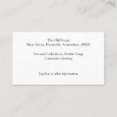 Glühendes Hufeisen des Hufschmiedes Visitenkarte (Rückseite)