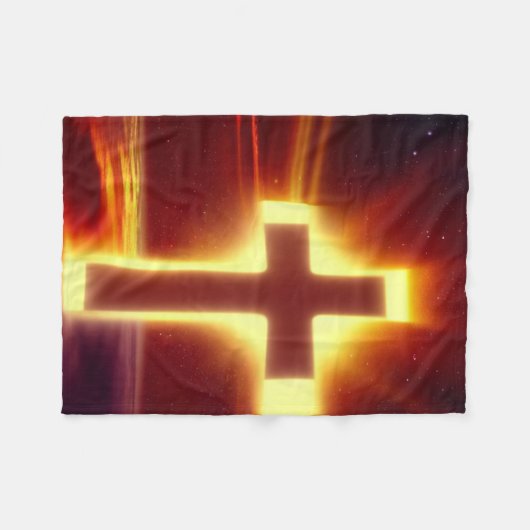 Glühendes Kreuz auf der roten Hintergrunddecke Fleecedecke (Vorderseite (Horizontal))