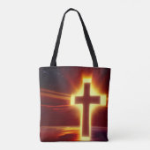 Glühendes Kreuz auf rotem Hintergrund Tote Tasche (Rückseite)