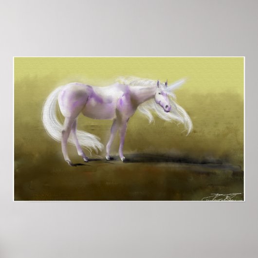 Glühendes Lila Einhorn Poster (Vorne)